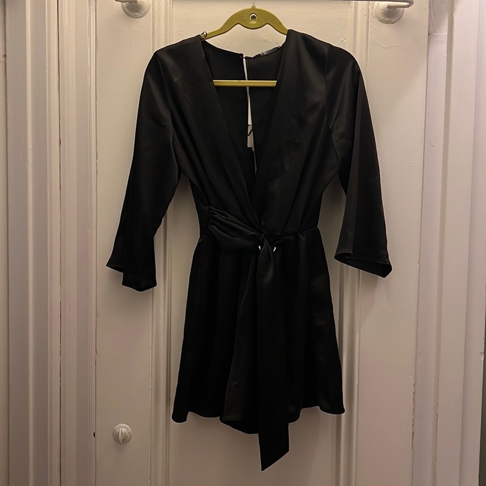 Zara black satin romper